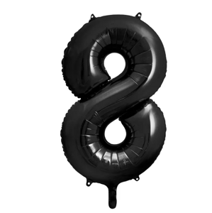 PartyDeco Balónek fóliový číslo 8 černý 100cm Party Deco