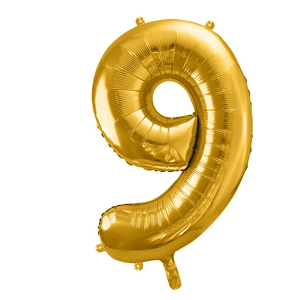 PartyDeco Balónek fóliový číslo 9 zlatá 100 cm Party Deco