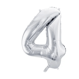 PartyDeco Balónek fóliový číslo 4 stříbrná 100 cm Party Deco