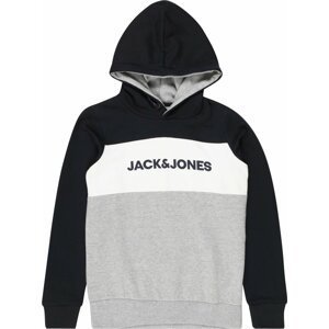 Jack & Jones Junior Mikina námořnická modř / šedý melír / bílá