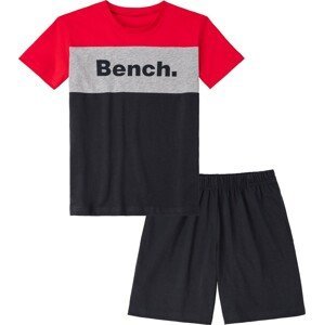 BENCH Pyžamo šedý melír / svítivě červená / černá