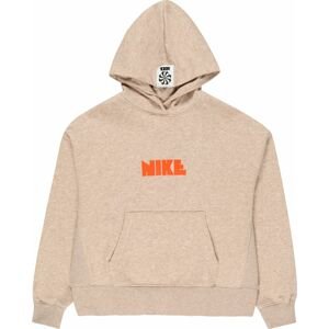 Nike Sportswear Mikina béžový melír / svítivě oranžová