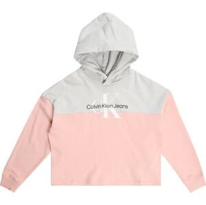 Calvin Klein Jeans Mikina šedá / pink / černá / bílá