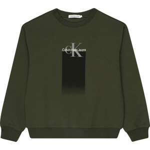 Calvin Klein Jeans Mikina šedá / tmavě zelená / černá / bílá