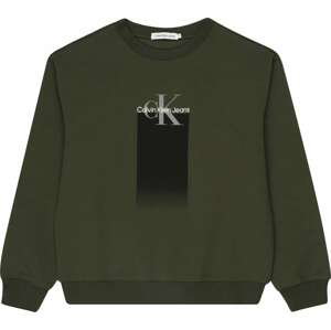 Calvin Klein Jeans Mikina šedá / tmavě zelená / černá / bílá