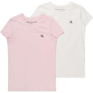 Calvin Klein Jeans Tričko pastelově růžová / černá / bílá