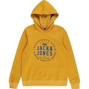 Jack & Jones Junior Mikina námořnická modř / hořčicová / bílá
