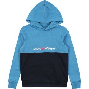 Jack & Jones Junior Mikina 'Corps' námořnická modř / azurová / ohnivá červená / bílá