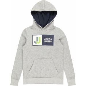 Jack & Jones Junior Mikina 'Logan' námořnická modř / šedý melír / jablko / bílá