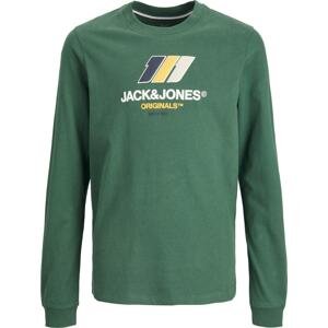 Jack & Jones Junior Tričko 'Slope' žlutá / tmavě zelená / černá / bílá
