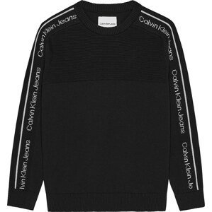 Calvin Klein Jeans Svetr 'INTARSIA' černá / bílá
