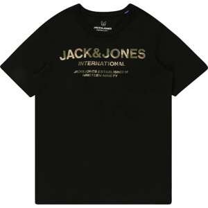 Jack & Jones Junior Tričko béžová / hnědá / khaki / černá