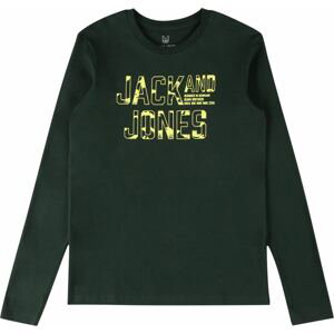 Jack & Jones Junior Tričko 'PEACE WALKER' žlutá / tmavě zelená