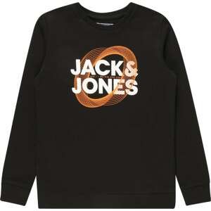Jack & Jones Junior Mikina 'LUCA' tmavě oranžová / černá / bílá