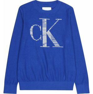 Calvin Klein Jeans Svetr královská modrá / bílá