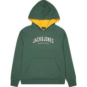 Jack & Jones Junior Mikina 'Division' žlutá / tmavě zelená / černá / bílá