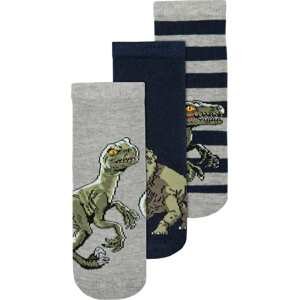 NAME IT Ponožky 'Neptun Jurassic' noční modrá / žlutá / šedá / olivová