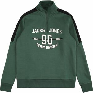 Jack & Jones Junior Mikina 'DIVISION' tmavě zelená / černá / bílá