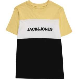 Jack & Jones Junior Tričko tmavě modrá / světle žlutá / bílá
