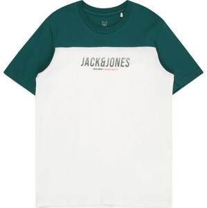 Jack & Jones Junior Tričko 'Dan' tmavě zelená / černá / bílá