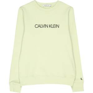 Calvin Klein Jeans Mikina světle zelená / černá