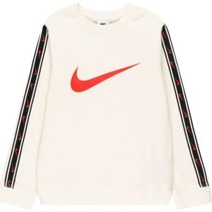 Nike Sportswear Mikina 'REPEAT' jasně červená / černá / offwhite