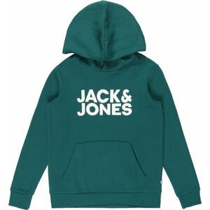 Jack & Jones Junior Mikina smaragdová / bílá