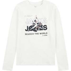 Jack & Jones Junior Tričko 'Hunt' modrá / světle hnědá / černá / bílá