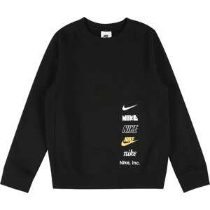 Nike Sportswear Mikina světle žlutá / černá / bílá