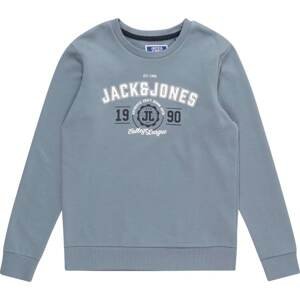 Jack & Jones Junior Mikina 'Andy ' chladná modrá / černá / bílá