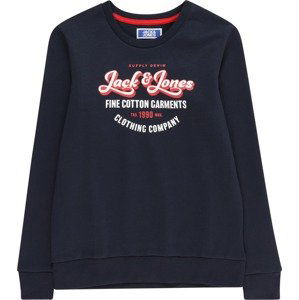 Jack & Jones Junior Mikina 'Andy' námořnická modř / červená / bílá