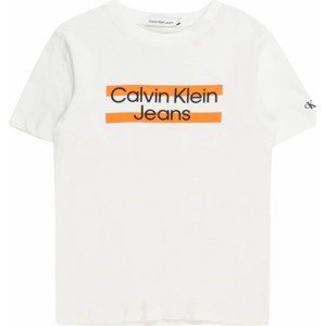 Calvin Klein Jeans Tričko oranžová / černá / bílá