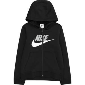 Nike Sportswear Mikina světle šedá / černá / bílá