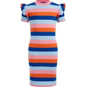 WE Fashion Šaty světlemodrá / tmavě modrá / oranžová / pink