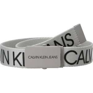 Calvin Klein Jeans Opasek 'CANVAS LOGO BELT' světle šedá / černá