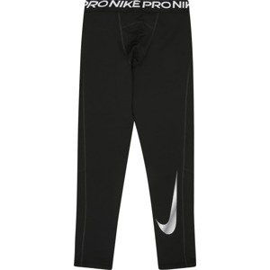 NIKE Sportovní kalhoty černá / bílá