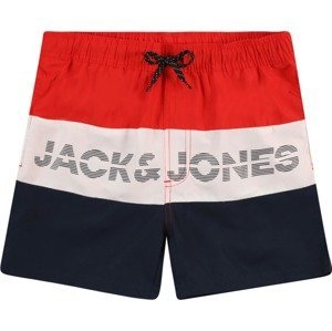 Jack & Jones Junior Plavecké šortky 'Fiji' tmavě modrá / ohnivá červená / bílá