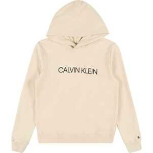 Calvin Klein Jeans Mikina světle béžová / černá