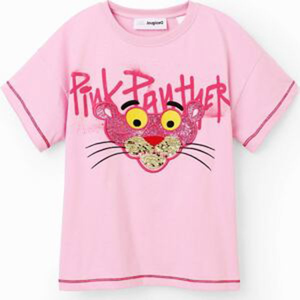 Desigual Tričko 'Pink Panther' žlutá / pink / růžová / černá