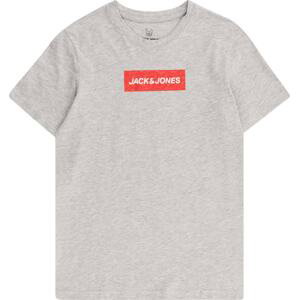 Jack & Jones Junior Tričko 'Navigator' šedý melír / červená / bílá