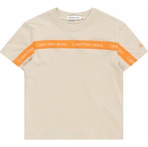 Calvin Klein Jeans Tričko světle béžová / oranžová / bílá
