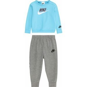 Nike Sportswear Joggingová souprava nebeská modř / šedý melír / černá / bílá