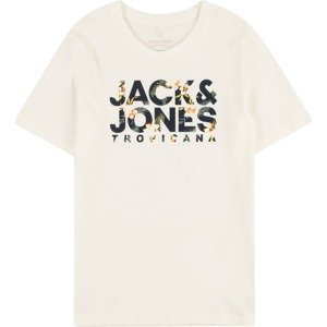 Jack & Jones Junior Tričko 'BECS' světle žlutá / smaragdová / jedle / bílá
