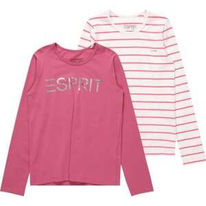 ESPRIT Tričko tmavě růžová / stříbrná / bílá