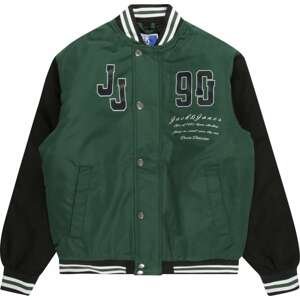 Jack & Jones Junior Přechodná bunda 'DIVISION' tmavě zelená / černá / bílá