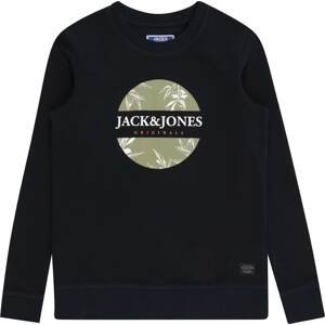 Jack & Jones Junior Mikina námořnická modř / khaki / bílá