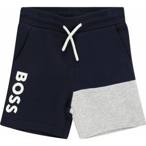BOSS Kidswear Kalhoty marine modrá / šedý melír / bílá
