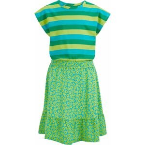 WE Fashion Šaty azurová / zelená / jablko