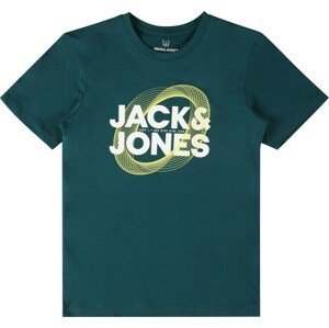 Jack & Jones Junior Tričko 'LUCA' žlutá / tmavě zelená / bílá