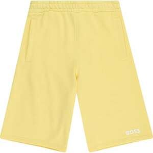 BOSS Kidswear Kalhoty světle žlutá / bílá